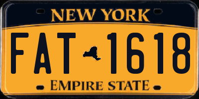 NY license plate FAT1618