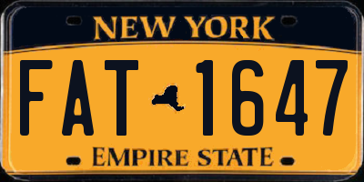 NY license plate FAT1647
