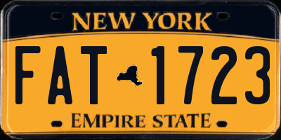 NY license plate FAT1723