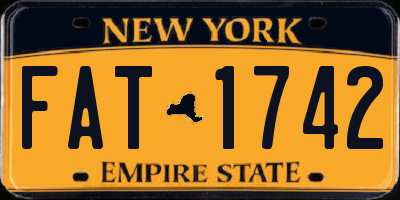 NY license plate FAT1742