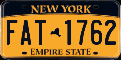 NY license plate FAT1762
