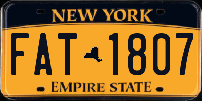 NY license plate FAT1807