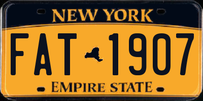 NY license plate FAT1907