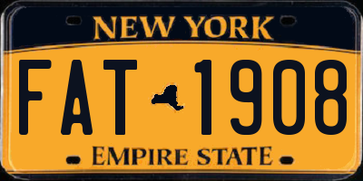 NY license plate FAT1908