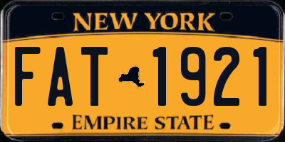 NY license plate FAT1921