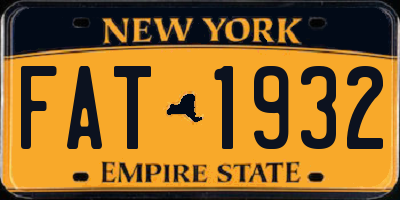 NY license plate FAT1932