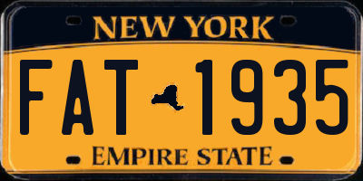 NY license plate FAT1935