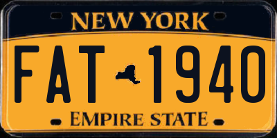NY license plate FAT1940