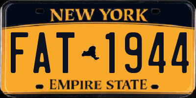 NY license plate FAT1944