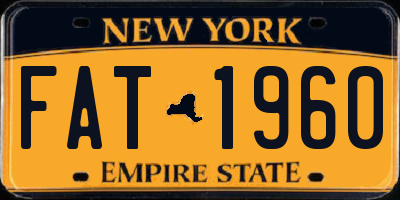 NY license plate FAT1960