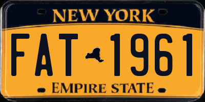 NY license plate FAT1961