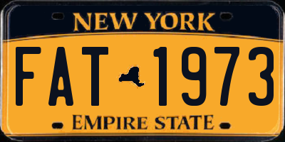 NY license plate FAT1973