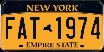 NY license plate FAT1974