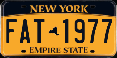 NY license plate FAT1977