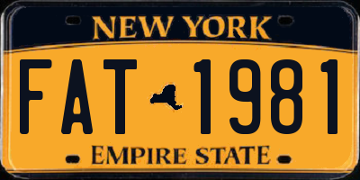 NY license plate FAT1981