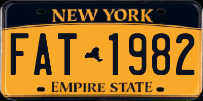 NY license plate FAT1982