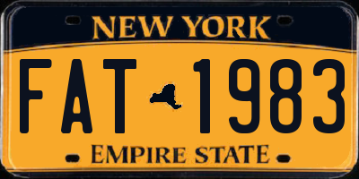 NY license plate FAT1983