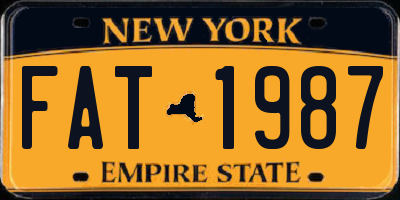 NY license plate FAT1987
