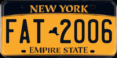 NY license plate FAT2006