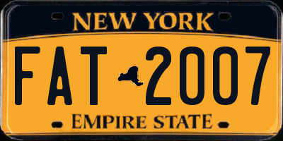 NY license plate FAT2007