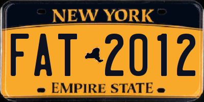 NY license plate FAT2012