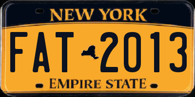 NY license plate FAT2013