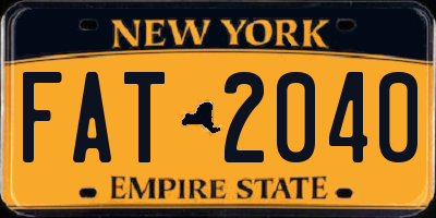 NY license plate FAT2040
