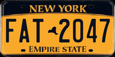 NY license plate FAT2047