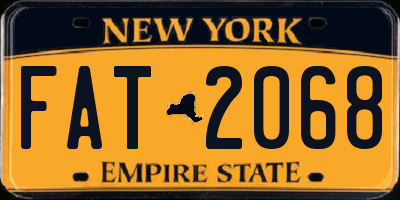 NY license plate FAT2068