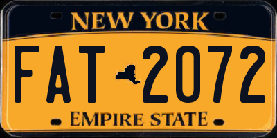 NY license plate FAT2072