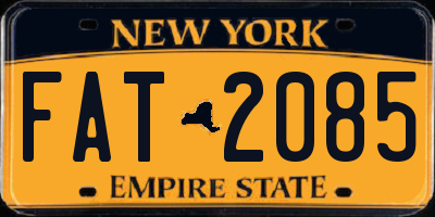 NY license plate FAT2085