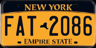 NY license plate FAT2086