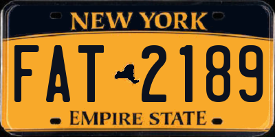NY license plate FAT2189