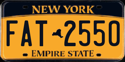 NY license plate FAT2550