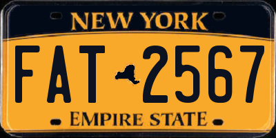 NY license plate FAT2567
