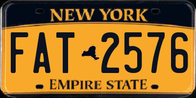 NY license plate FAT2576