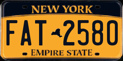 NY license plate FAT2580