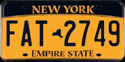 NY license plate FAT2749