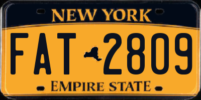 NY license plate FAT2809