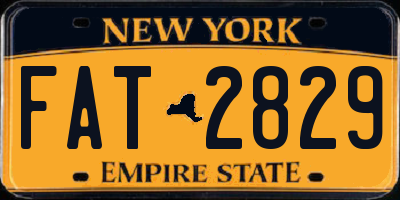 NY license plate FAT2829