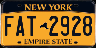 NY license plate FAT2928
