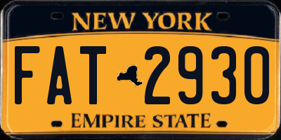 NY license plate FAT2930