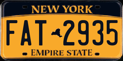 NY license plate FAT2935