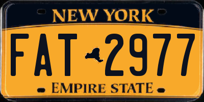 NY license plate FAT2977