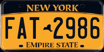 NY license plate FAT2986