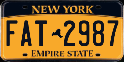 NY license plate FAT2987