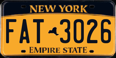 NY license plate FAT3026