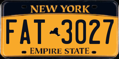 NY license plate FAT3027
