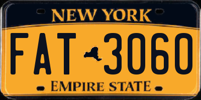 NY license plate FAT3060