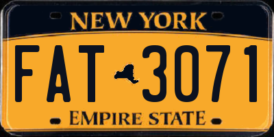 NY license plate FAT3071